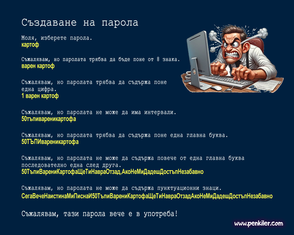 Създаване на парола